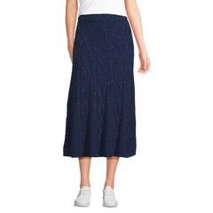 Women's Cozy Lofty Cable Fluted Midi Sweater Skirt