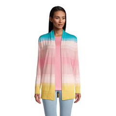 Women's Cotton Open Long Cardigan Sweater - Stripe