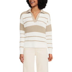 Women's Cotton Boucle Johnny Collar Shaker Pullover