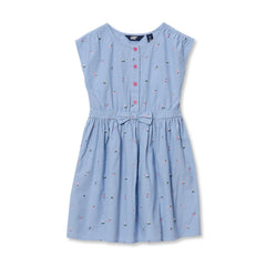 Girls Short Sleeve Lightweight Denim Dress