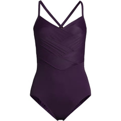 Women's D-Cup New SlenderSuit Pleated Low Leg One Piece Swimsuit