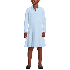 Girls Long Sleeve Mesh Pleated Polo Dress
