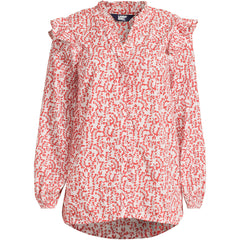 Women's Cotton Voille Ruffle Front Blouse