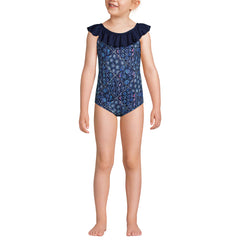 Girls Scoop Ruffle Neck One Piece Swimsuit