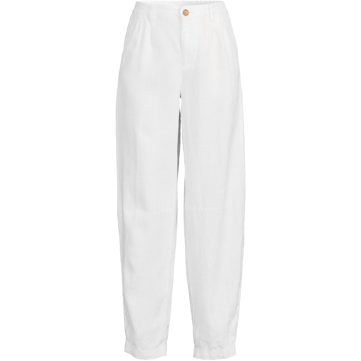 Women's Plus Size Linen High Rise Pleated Barrel Leg Ankle Pants