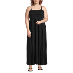 Women's Plus Size Cupro Bandeau Maxi Dress with Removable Straps