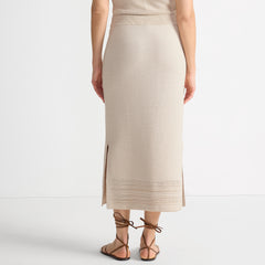 Women's Petite Cotton Pointelle Sweater Maxi Skirt - Set Bottom