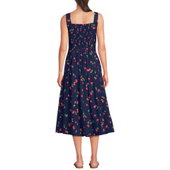 Women's Petite Princess Seamed Cotton Poplin Midi Dress