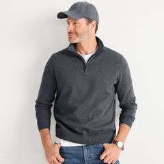 Men's Long Sleeve Fine Gauge Cotton Quarter Zip Sweater