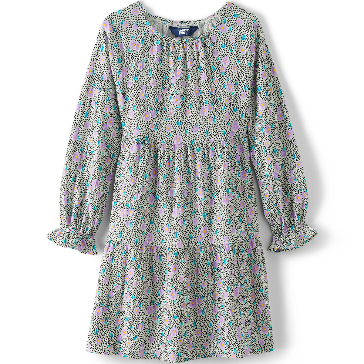 Girls Long Sleeve Tiered Knit Dress