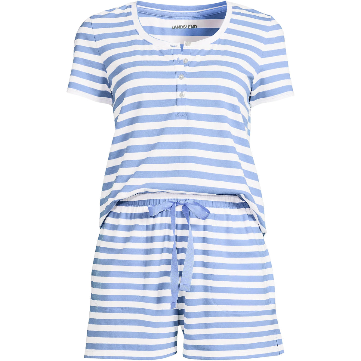 Women's Plus Size Knit 2 Piece Pajama Set - Short Sleeve Top and Shorts