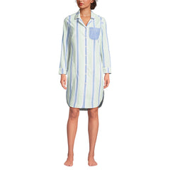 Women's Plus Size Cotton Poplin Long Sleeve Sleepshirt Nightgown