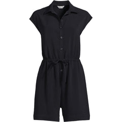 Women's Cap Sleeve Creaseless Button-Down Romper
