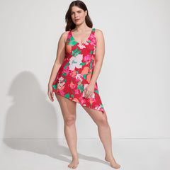 Women's Long Torso SlenderSuit Fauxkini Low Leg One Piece Swimsuit