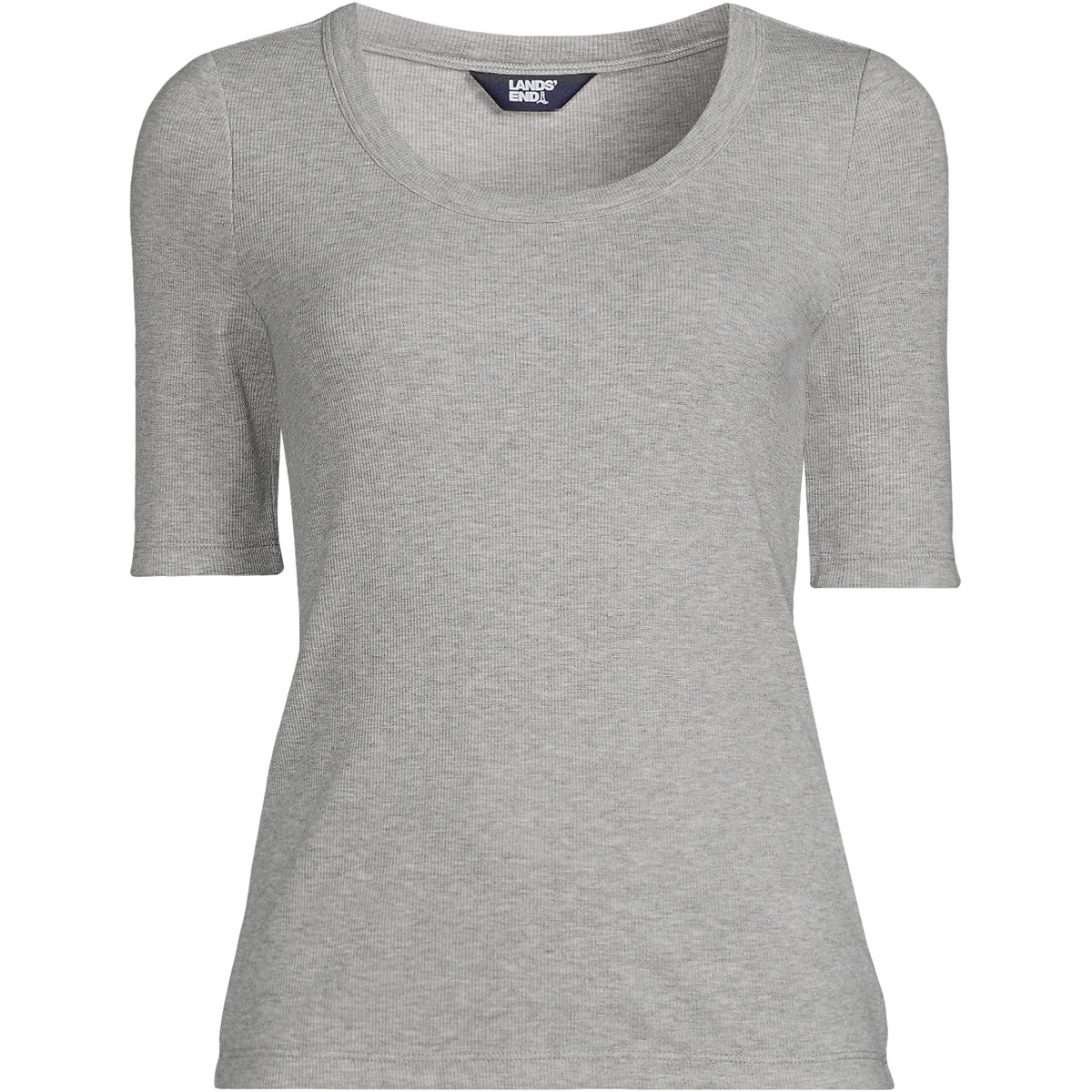 Women's Drapey Rib Fitted Elbow Sleeve Scoop Neck Tee