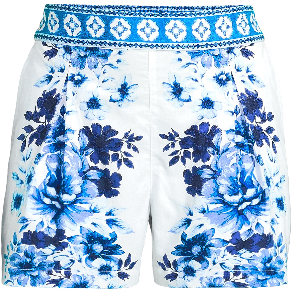 Women's Plus Size Poplin Pull On Pleated 5" Shorts - Set Bottom