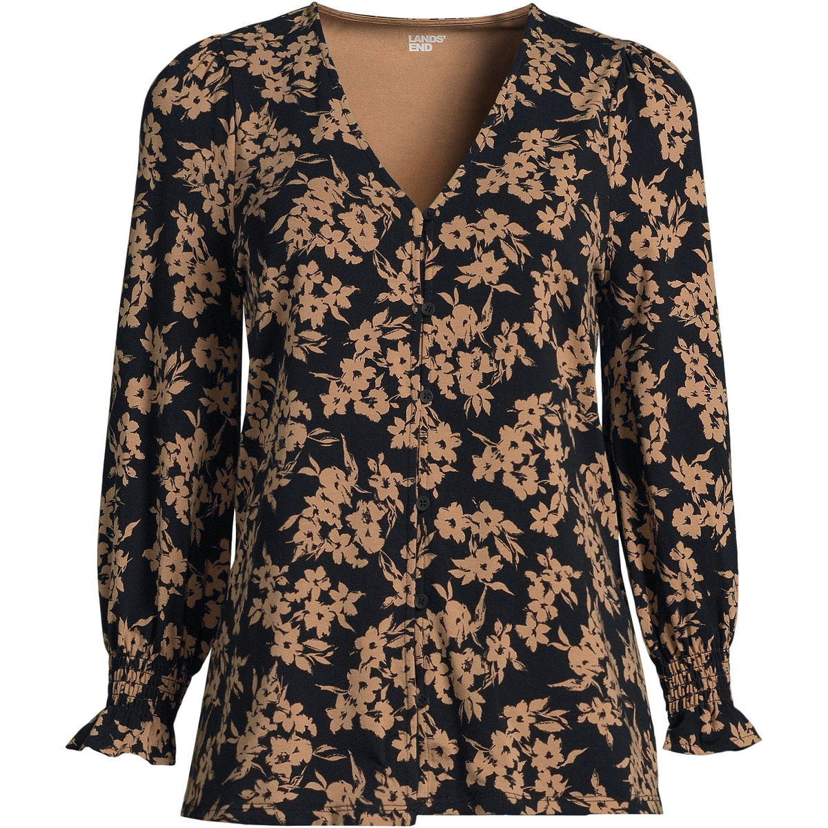 Women's 3/4 Sleeve Lightweight Jersey Button Front Top
