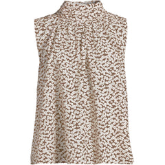Women's Plus Size Cotton Voile Mock Neck Blouse
