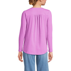 Women's Long Sleeve Lightweight Jersey Notch Neck Tunic Top