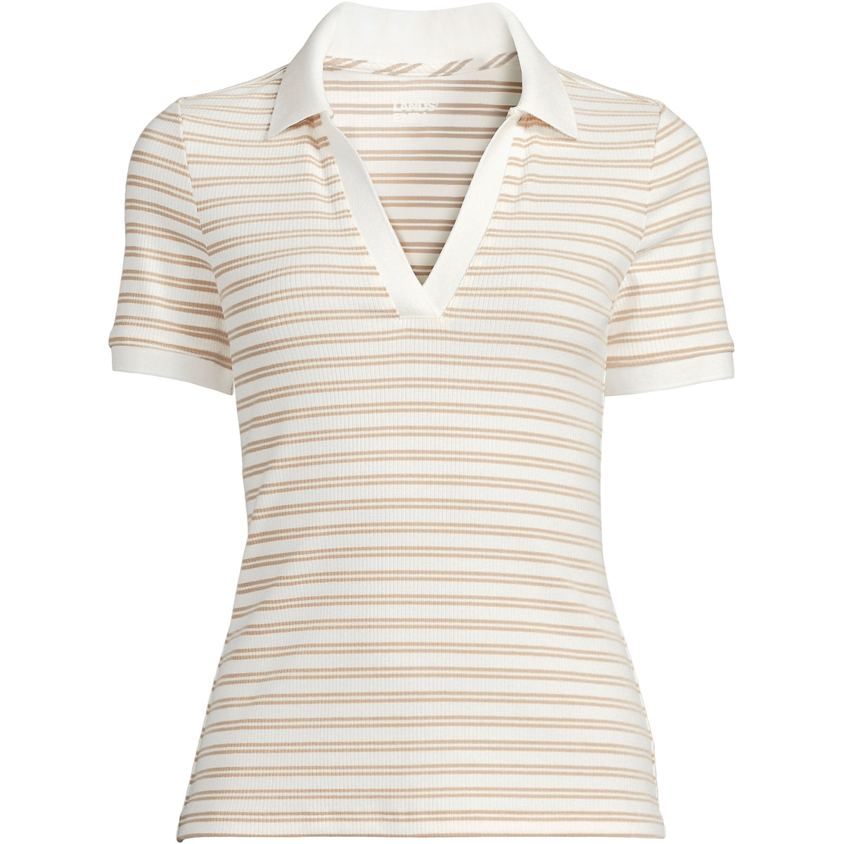 Women's Petite Wide Rib Polo Shirt