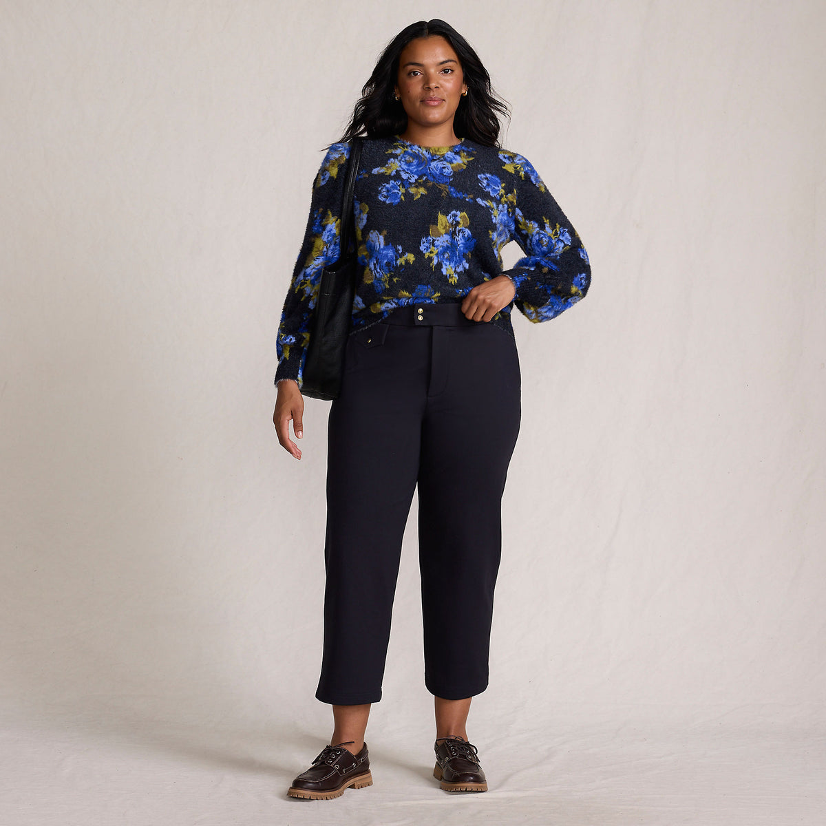 Women's Plus Size Ponte High Rise Straight Leg Crop Pants