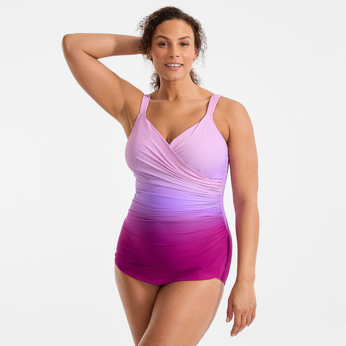 Women's Plus Size SlenderSuit V-Neck Skirted Low Leg One Piece