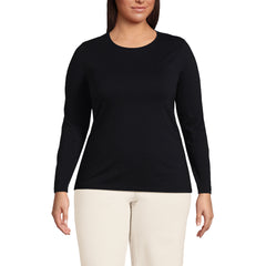 Women's Plus Size Lightweight Jersey Skimming Long Sleeve Crew Neck T-shirt
