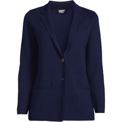 Women's Fine Gauge Cotton Button Front Blazer Sweater