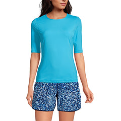 Women's Petite SunShade UPF 50 Elbow Sleeve Rash Guard Swim Tee