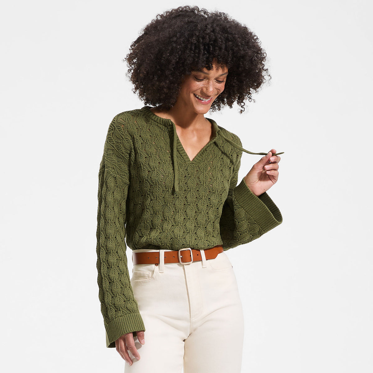 Women's Drifter Tie Notch Neck Sweater
