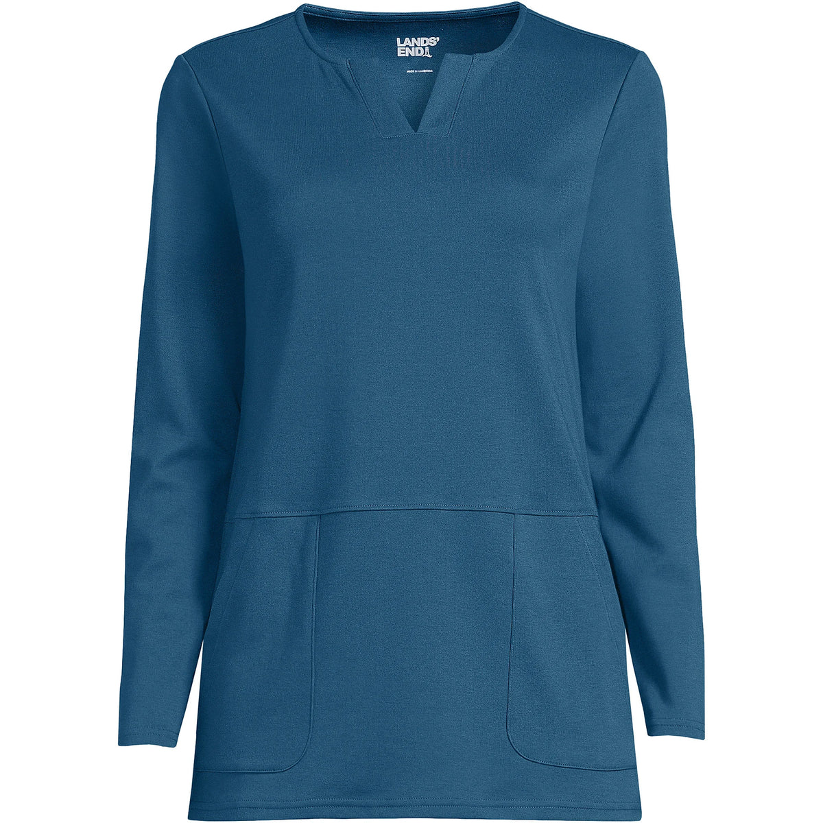 Women's Plus Size Cotton Polyester Long Sleeve Tunic with Pockets