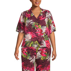 Women's Plus Size Rayon Short Sleeve Camp Shirt