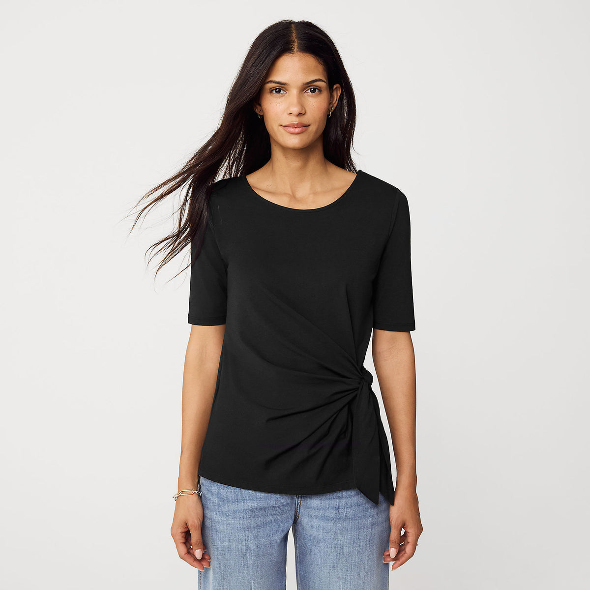 Women's Lightweight Jersey Tie Front Top