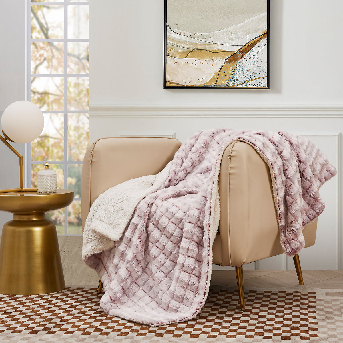 Blue Ridge Home Fashions MicroMink Sherpa Reversible Throw Blanket