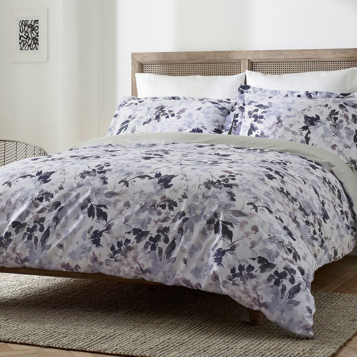 Blue Loom Juniper Impressionist Floral Print Cotton Duvet Cover Set