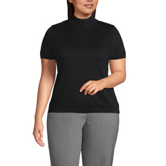 Women's Plus Size Cotton Modal Half Sleeve Mock Neck Pullover Sweater