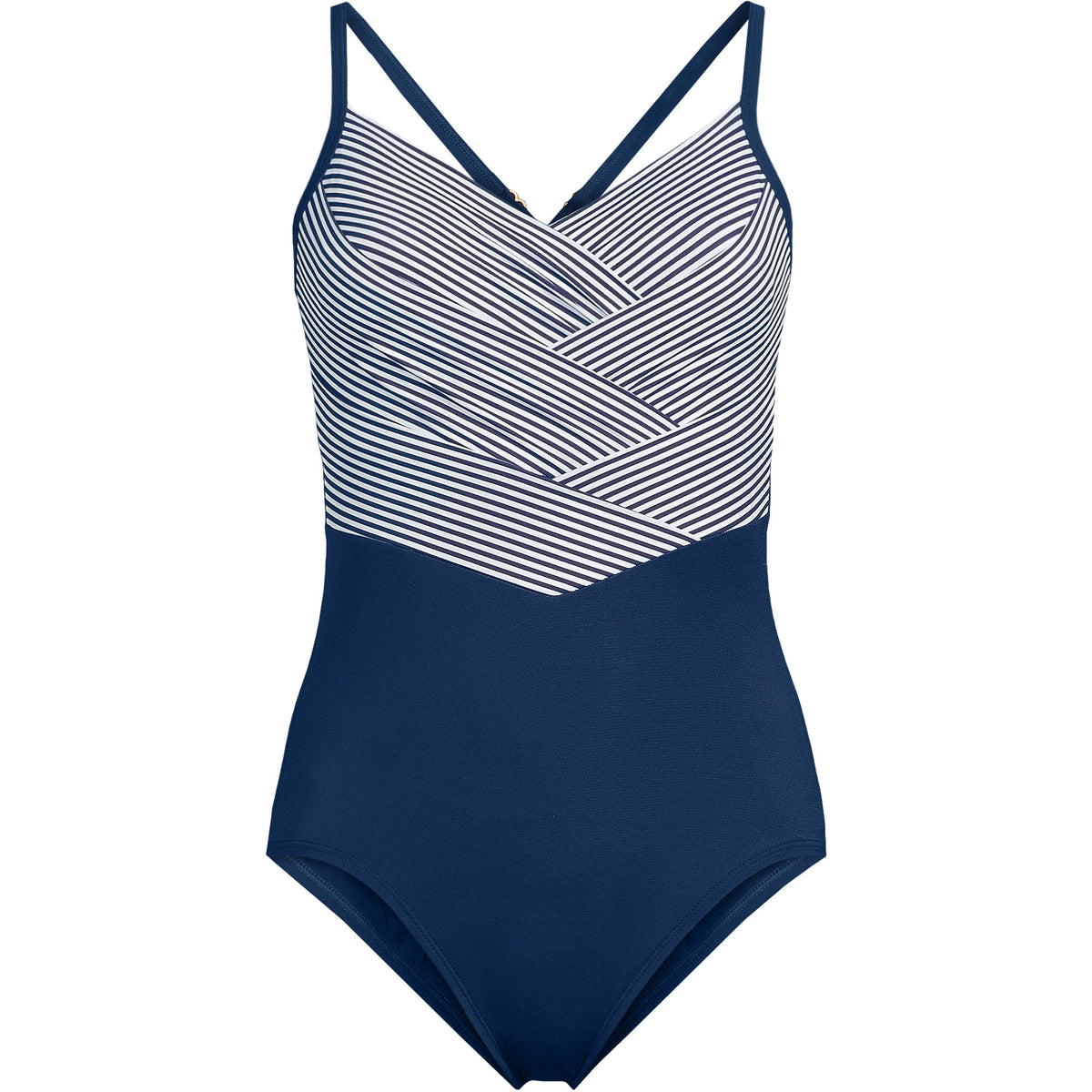 Women's Long Torso SlenderSuit Pleated Low Leg One Piece Swimsuit