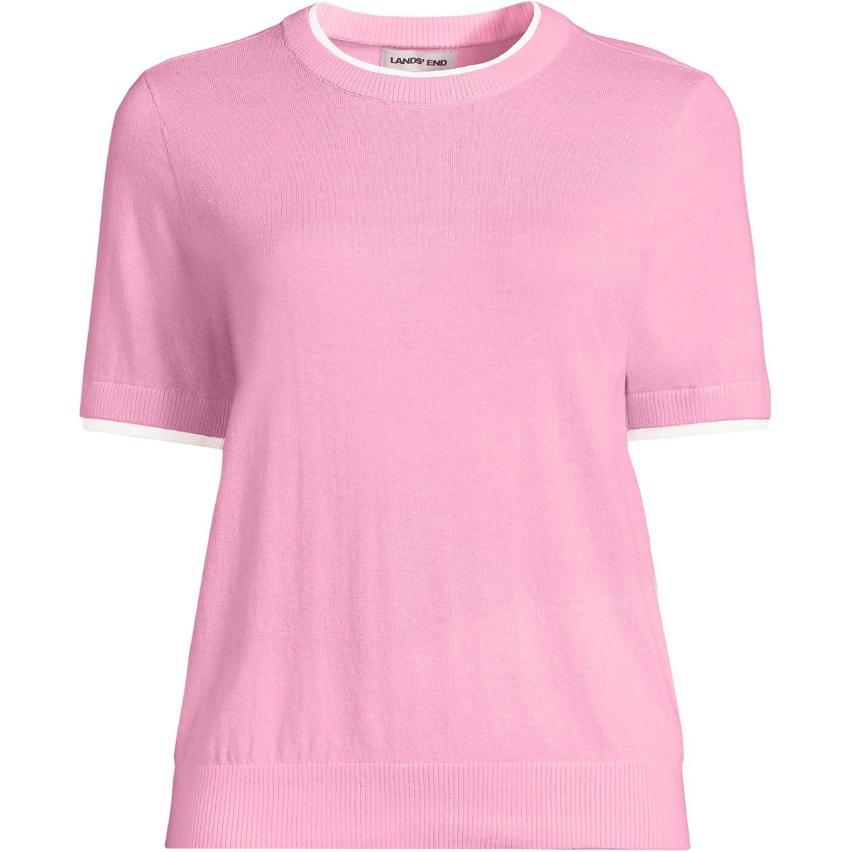 Women's Double Trim Cotton Crew Neck Tee Sweater
