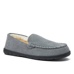 Men's Fuzzy Lined Suede Moccasin Slippers