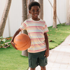 Boys Short Sleeve Stripe Crewneck Tee