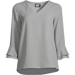 Women's Plus Size 3/4 Flutter Sleeve Crepe Blouse