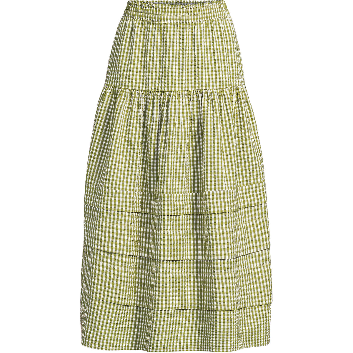 Women's Plus Size Seersucker Pull On Midi Skirt