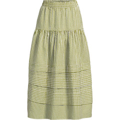 Women's Plus Size Seersucker Pull On Midi Skirt