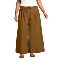 Women's Plus Size Poplin Mid Rise Pleated Slouchy Pants