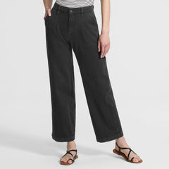 Women's High Rise Soft Denim Pleated Wide Leg Trousers