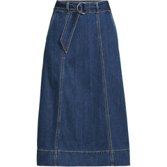 Women's Soft Denim A-line Midi Skirt