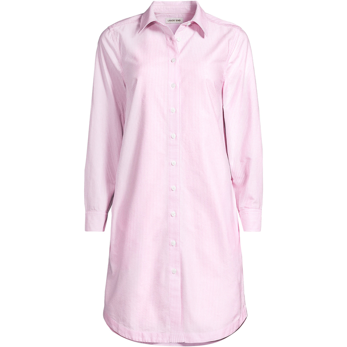Women's Oxford Long Sleeve Button Front Shirt Dress