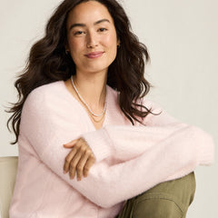 Women's Fuzzy Eyelash Cable Cardigan Sweater