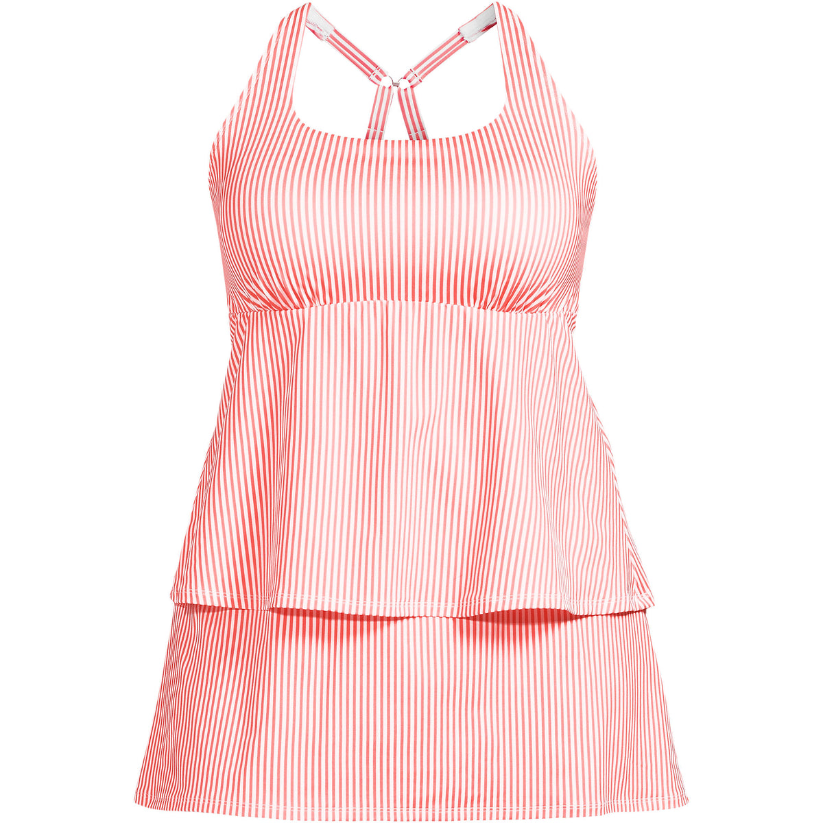 Women's Plus Size Square Neck Flutter Tankini Control Skirt Set