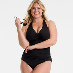 Women's Plus Size Knot Twist Halter One Piece